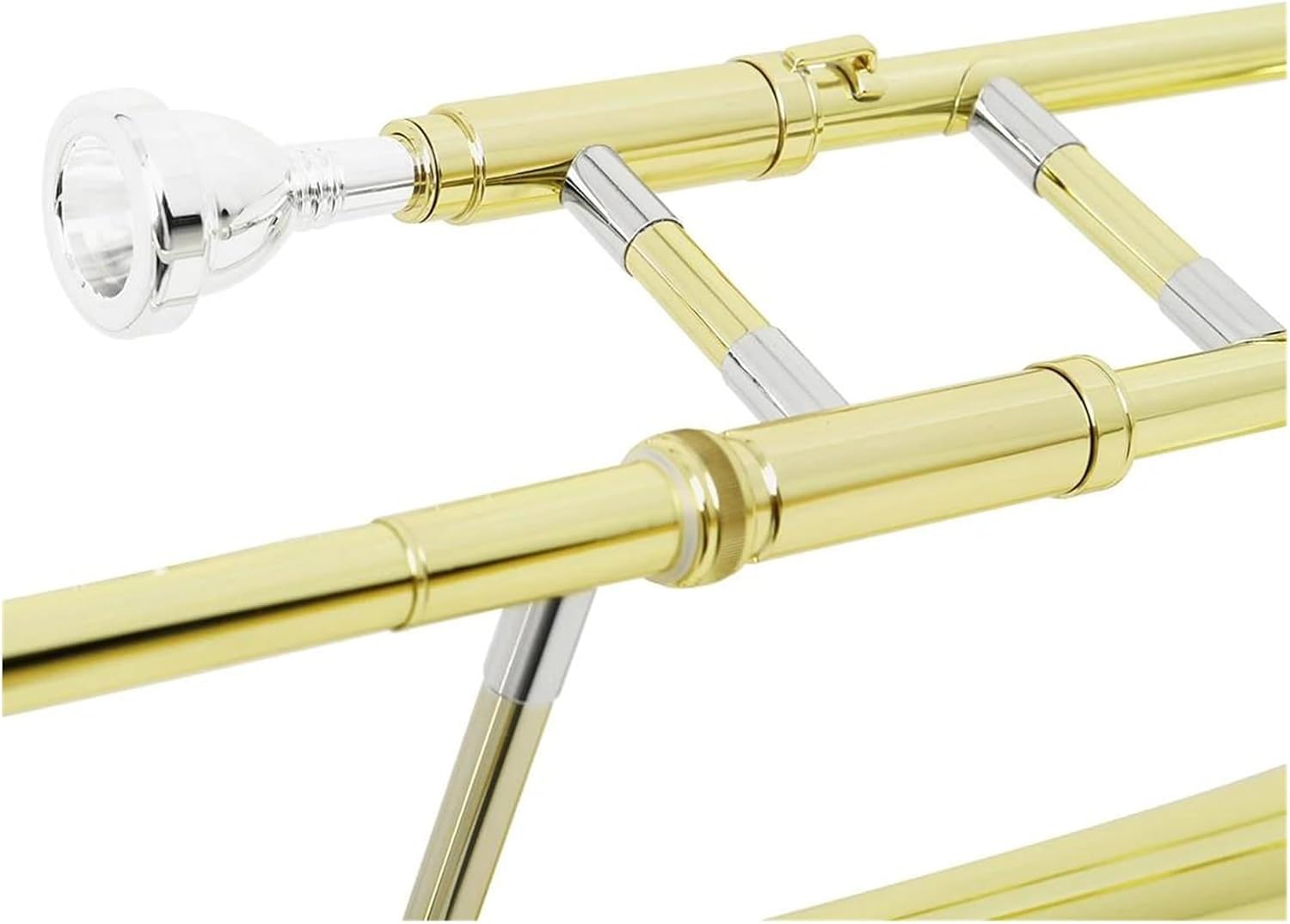 Adult Trombone Instrument Gold And Silver Alto Slide Trombone With Gloves Set B Key Copper Plated Instrument Suitable For Beginners(Trombone set)