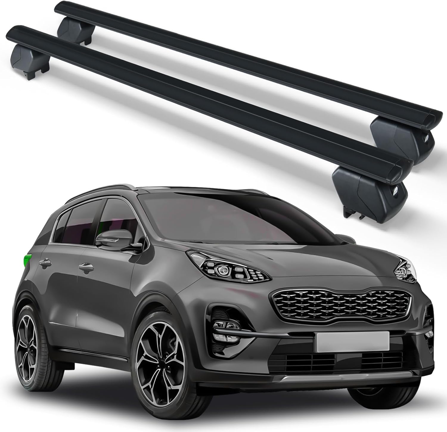 300 LBS Heavy Duty Cross Bars Roof Rack Compatible for 2016 2017 2018 2019 2020 2021 2022 2023 2024 Kia Sportage with Side Rails, Lockable & Adjustable Cargo Luggage Carrier Rooftop Crossbars