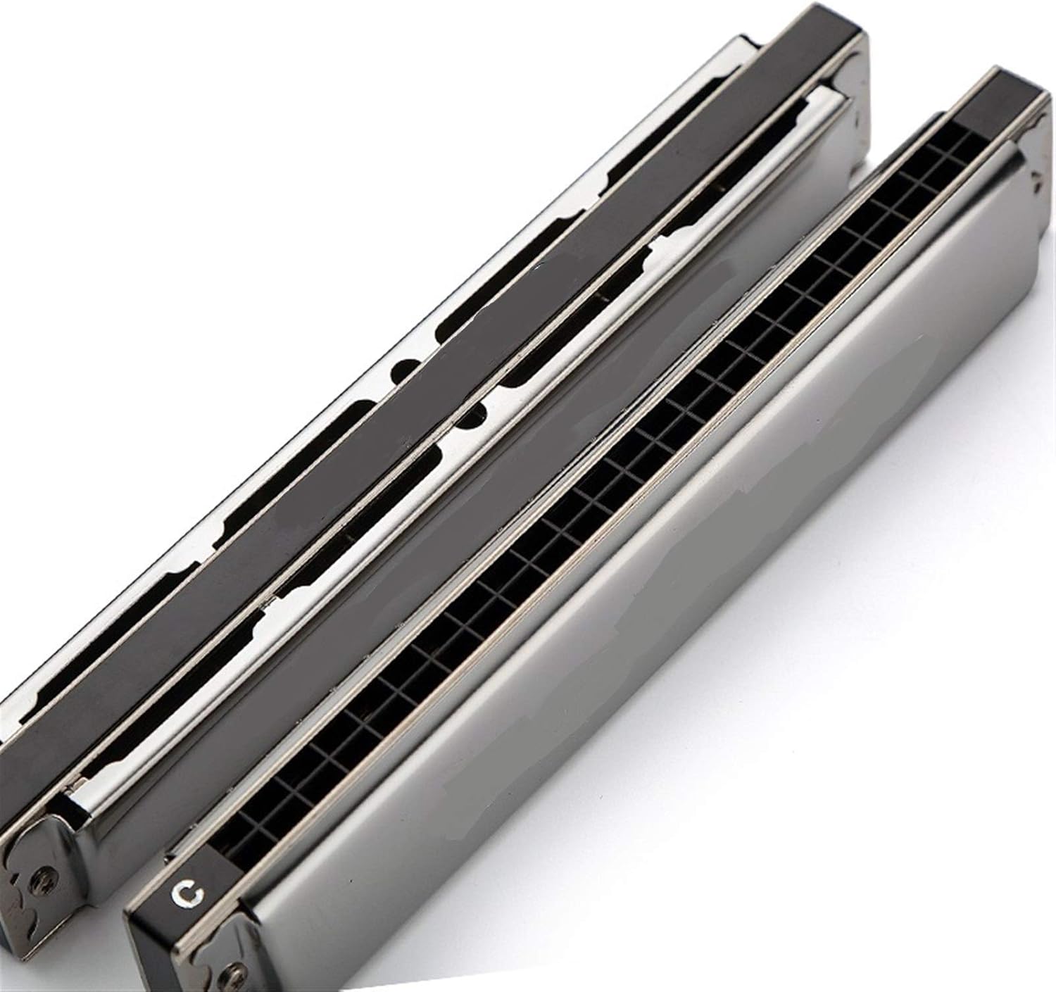 Harmonica Harmonica 24 Holes Mouth Organ for Beginners Harp Key of C/D/E/F/G/A/B with Box Silver Harp (Color : Key of D)