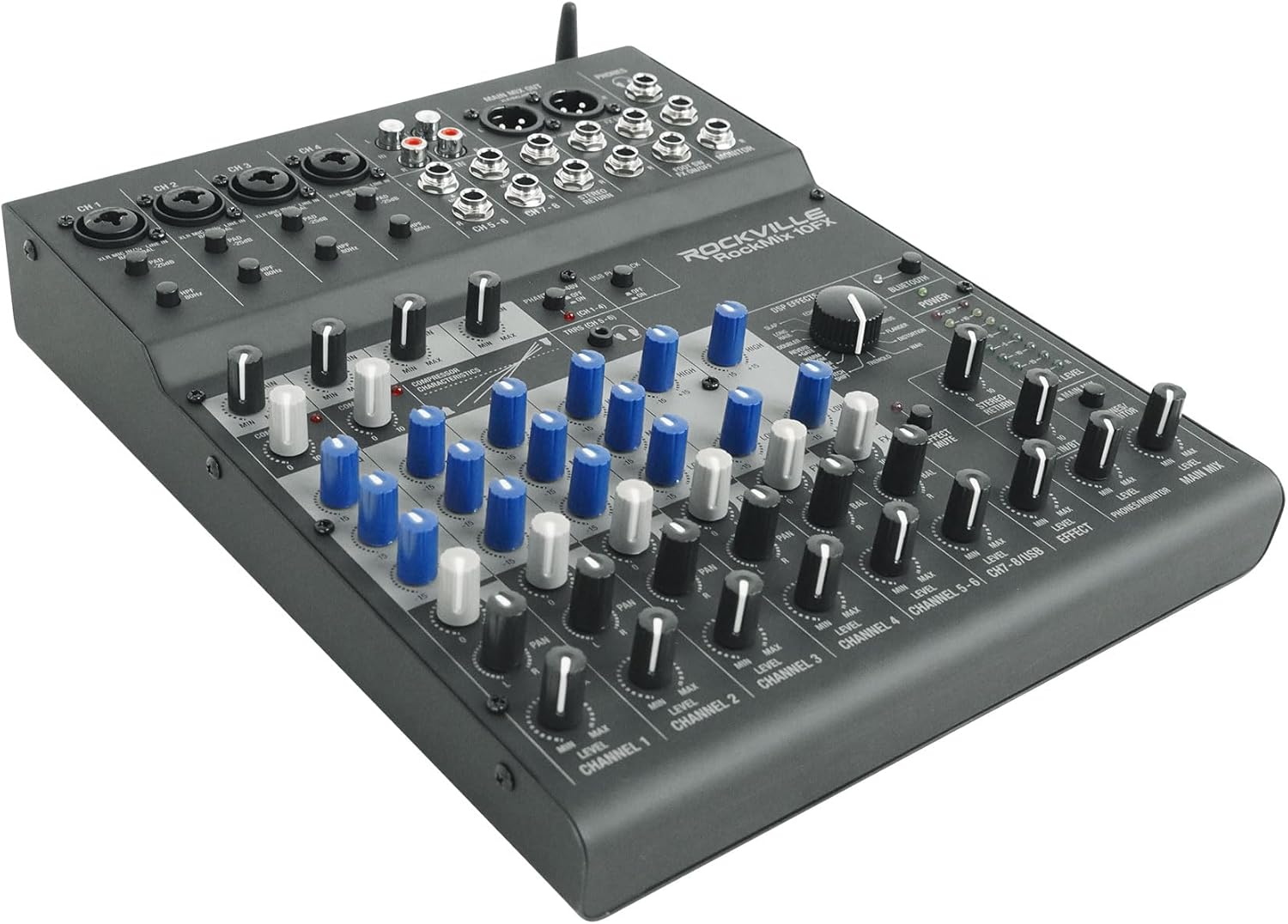 Rockville ROCKMIX 10FX USB Computer Recording Interface Bluetooth Effects Mixer