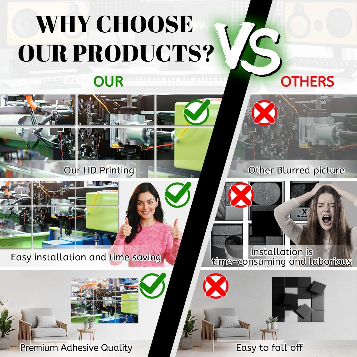 6 Pack Art Acoustic Panels Photo industrial plastic injection molding machine Sound Absorbing Panel 48