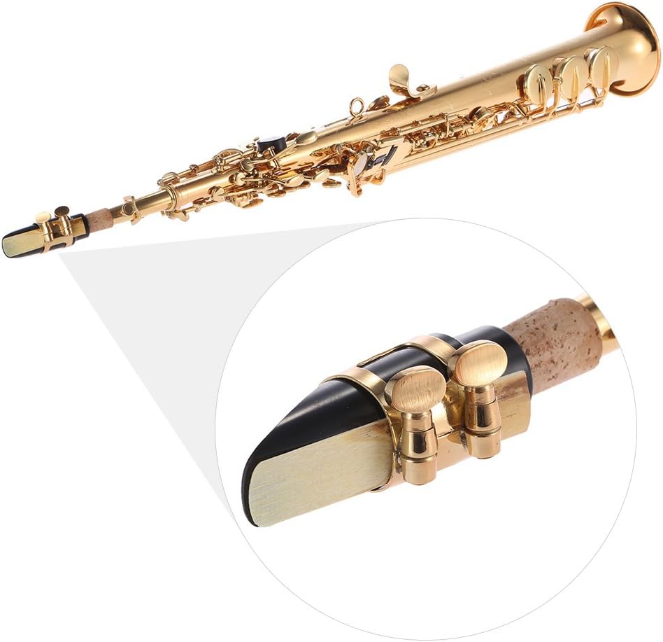 Brass Straight Soprano Sax Saxophone, Bb B Flat Woodwind Instrument Shell Key Carve Pattern with Carrying Case Gloves Cleaning Cloth Straps Cleaning Rod
