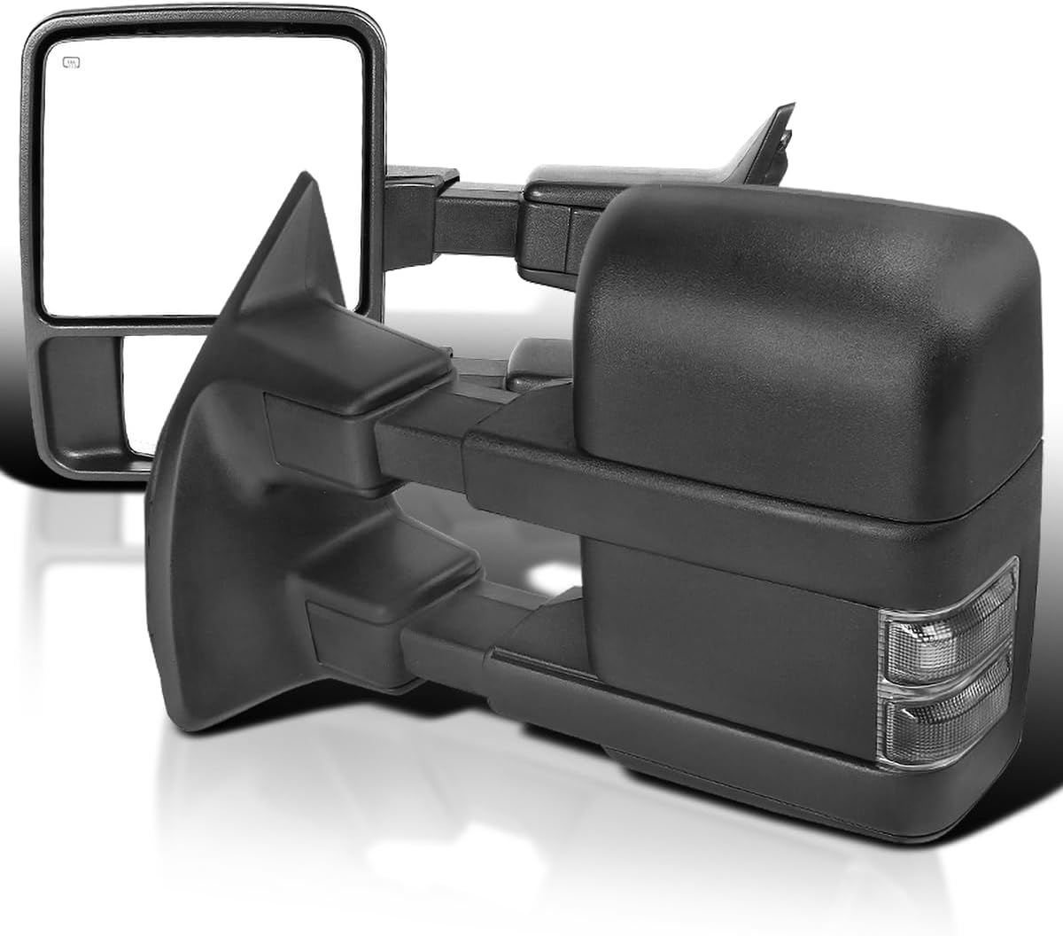Spec-D Tuning Black Power + Heated Towing Mirrors w/Smoke Signal Compatible with 1999-2016 Ford F250 F350 F450 Super Duty Left + Right Pair