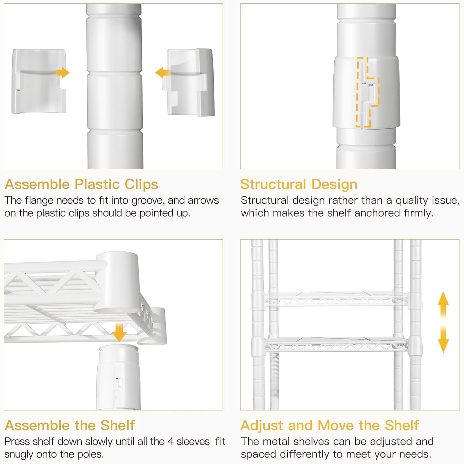 Ulif H2 Heavy-Duty Portable Closets, 4-Tier Freestanding Garment Rack Suit for Small Space and Corner, Closet Organizer System Portable Closet Wardrobe, Max Load 500 LBS, White