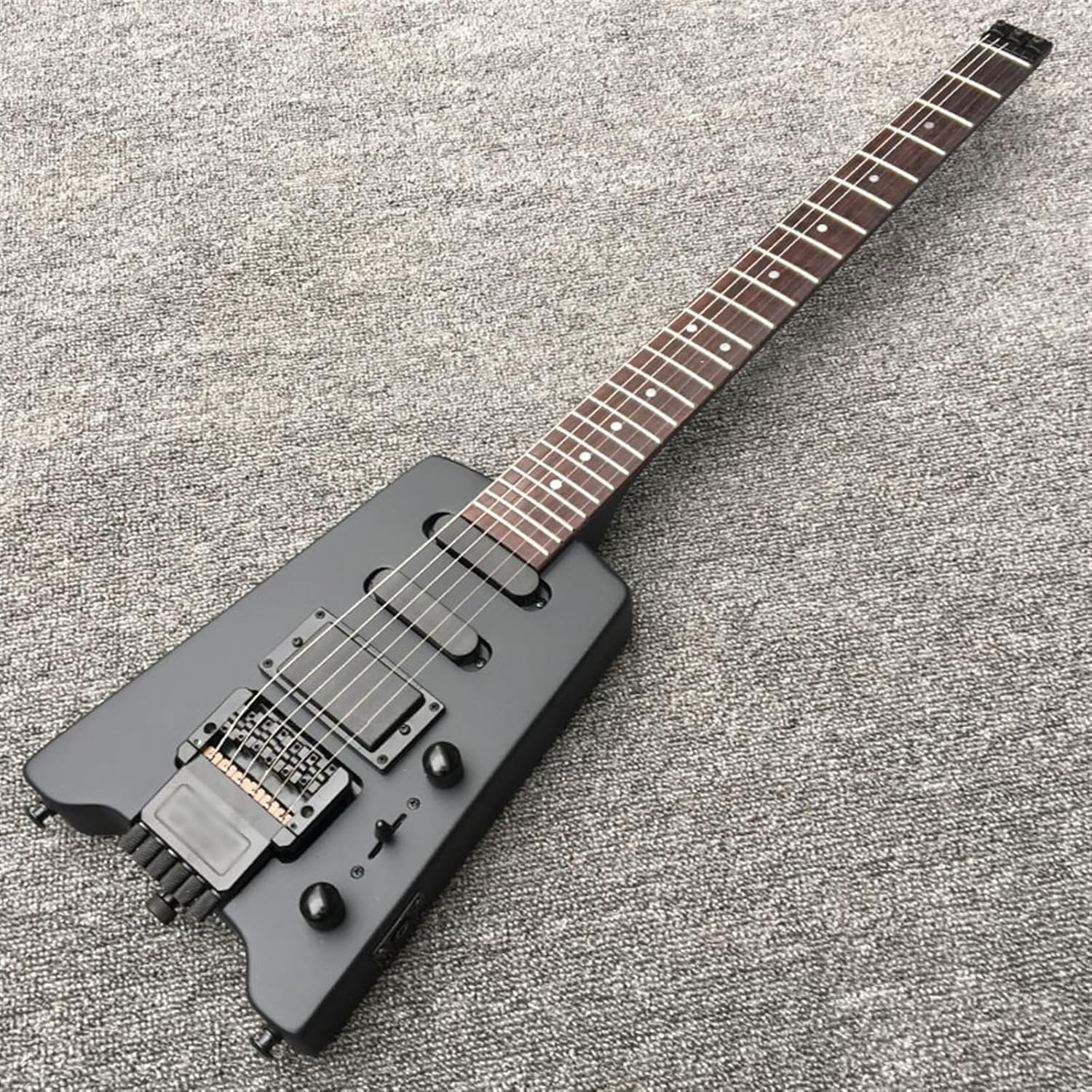 Matte Headless 6 String Electric Guitar Basswood Body Portable Metal Music Travel Musical Instrument Professional Headless Guitar (Color : 01)