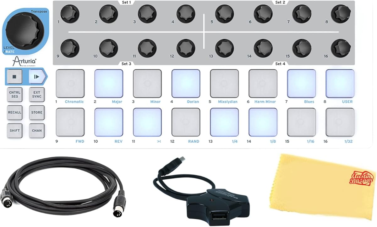 Arturia BeatStep Controller and Sequencer Bundle with USB Hub, MIDI Cable, and Austin Bazaar Polishing Cloth