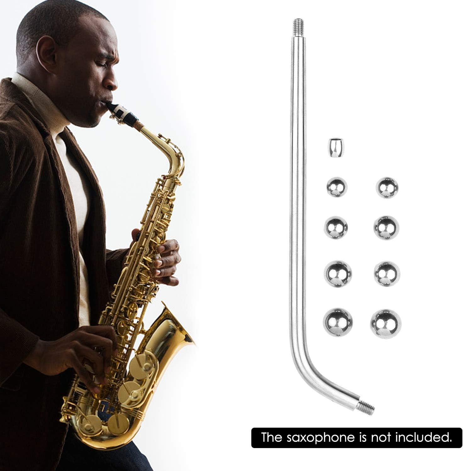 Saxophone Repair Tool Set Long Rod + Metal Ball + Bucket Ball Sax Neck Maintenance Tool for Alto/Tenor Saxophone Wind Instrument