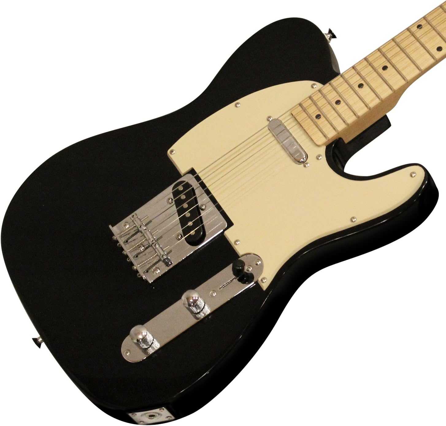 Sawtooth ET Series Electric Guitar, Black with Aged White Pickguard