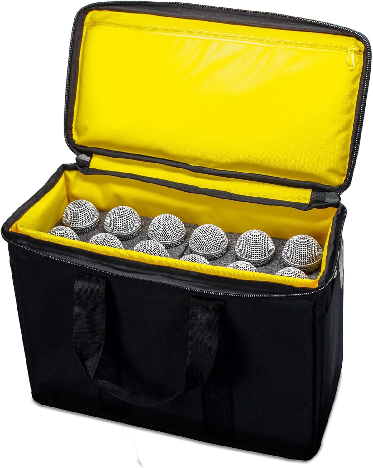 Loudmouth 12 Slot Microphone Case with Foam | Rugged Padded Bag For Wired and Wireless Mics | 16