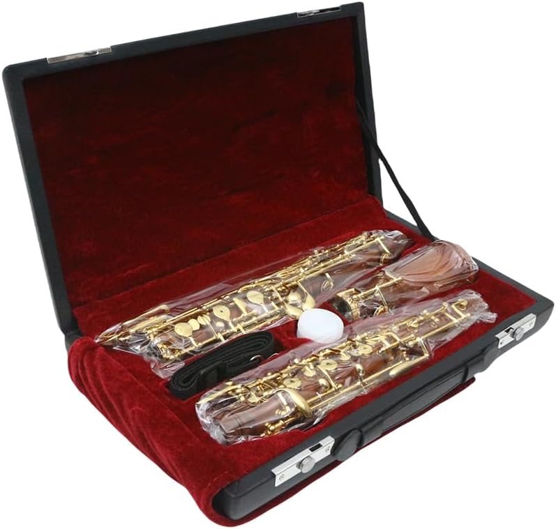 Yinfente Professional Oboe Gold Plated Rosewood C Key Left F Resonance Semi-Automatic Woodwind Instrument With Oboe Accessories