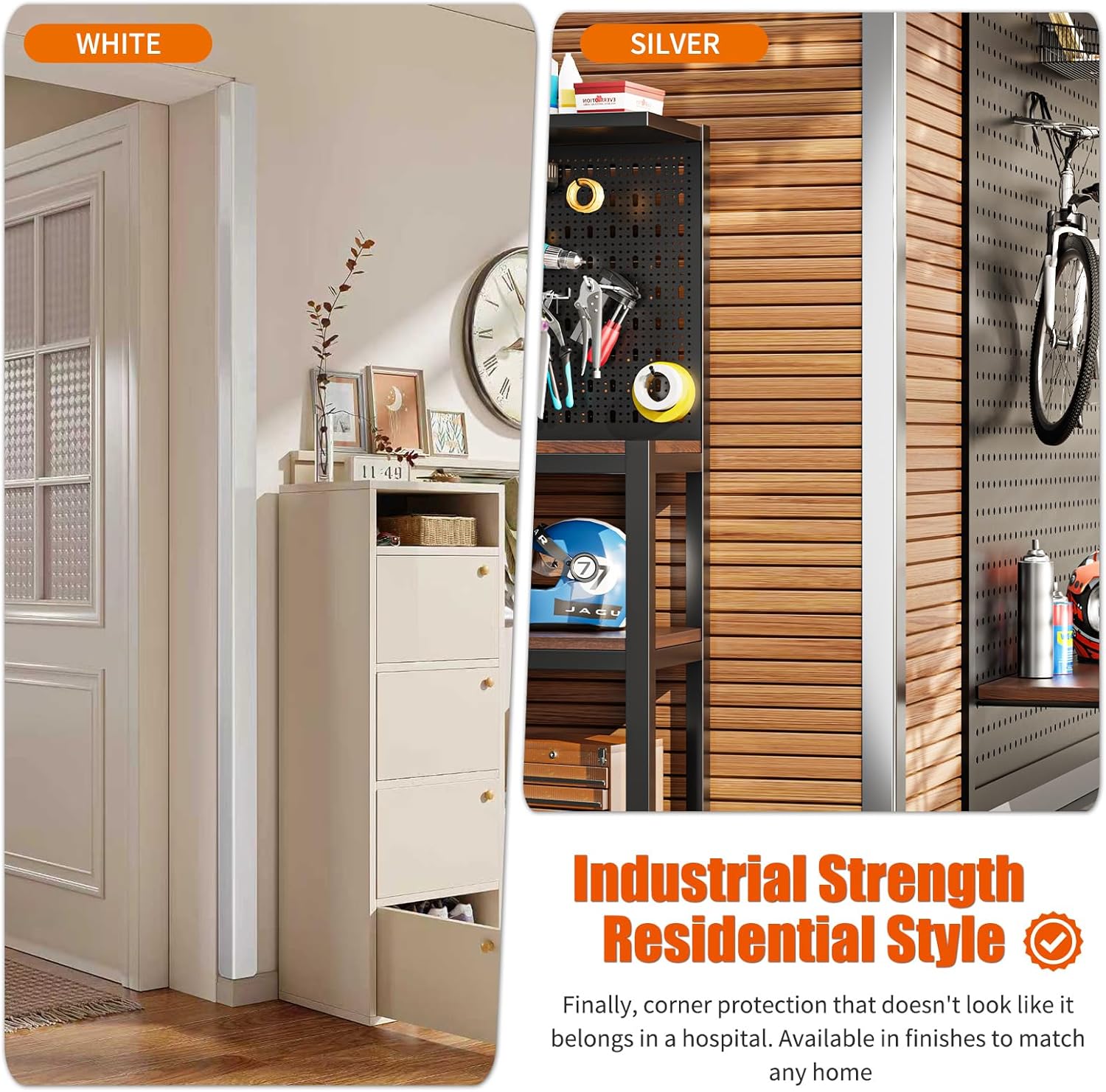 2x2x48 Inch 304 Stainless Steel Wall Corner Guards (10-Pack) Heavy Duty Rounded Corner Protector, Smooth Folded Edge Design for Wall Protection 90° Angle Metal Edge Guard