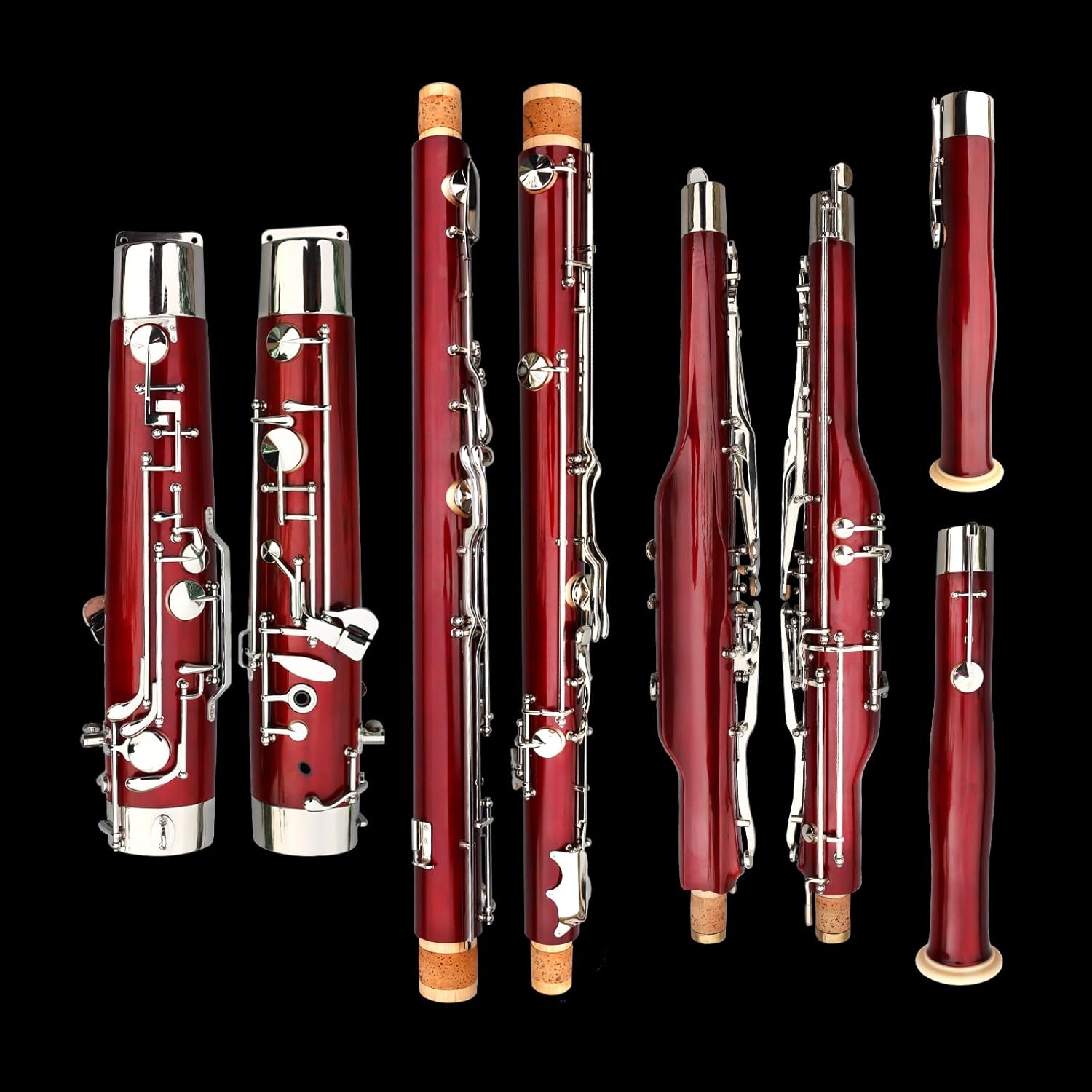 Yinfente Bassoon Maple Wooded Bassoon C Key 26 Keys Silver plated Woodwind Instrument with Case Accessories