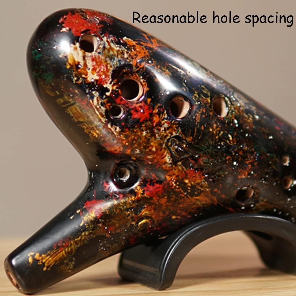 Beginner 12 Hole Alto C Color Lacquered Ceramic Ocarina, Creative Submarine Style Student Wind Instrument, Art Gifts (Color : Mottled, Size : AC)