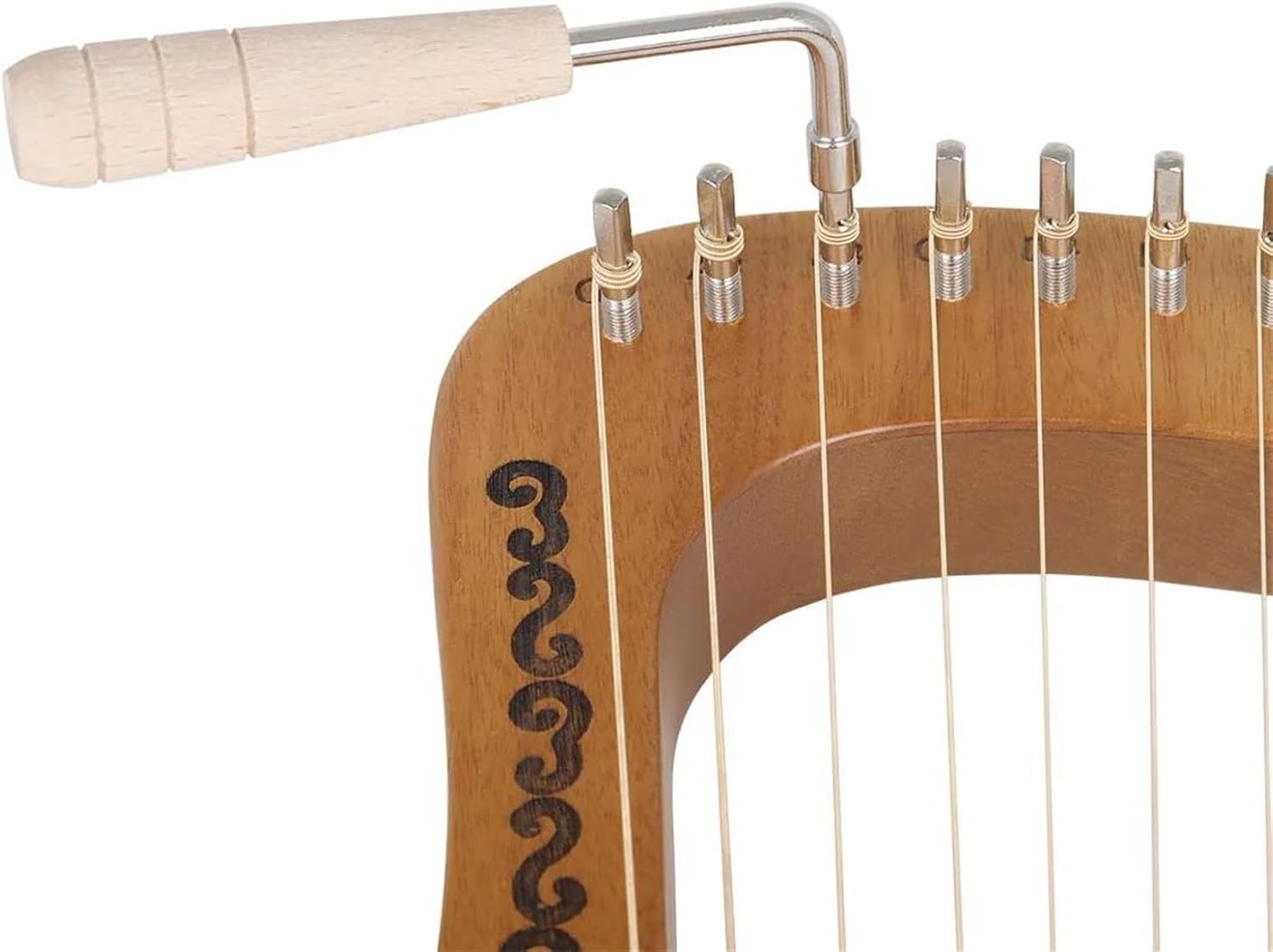 Lyre Harp Set Wooden Mahogany Lyre Harp With Tuning Tool For Beginner Musical Instrument 16 Strings Stringed Wood Color BLUE(BLUE)