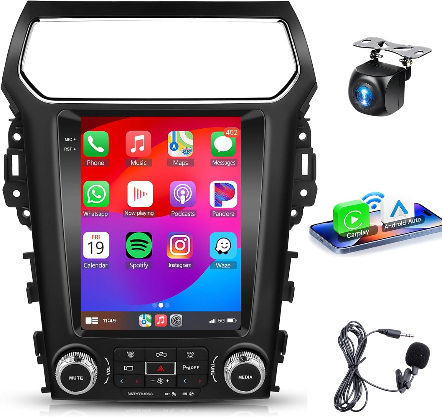 【4+64G】Car Stereo For Ford Explorer Radio 2011-2019 Upgrade Android Stereo Wireless Carplay Android Auto,9.7