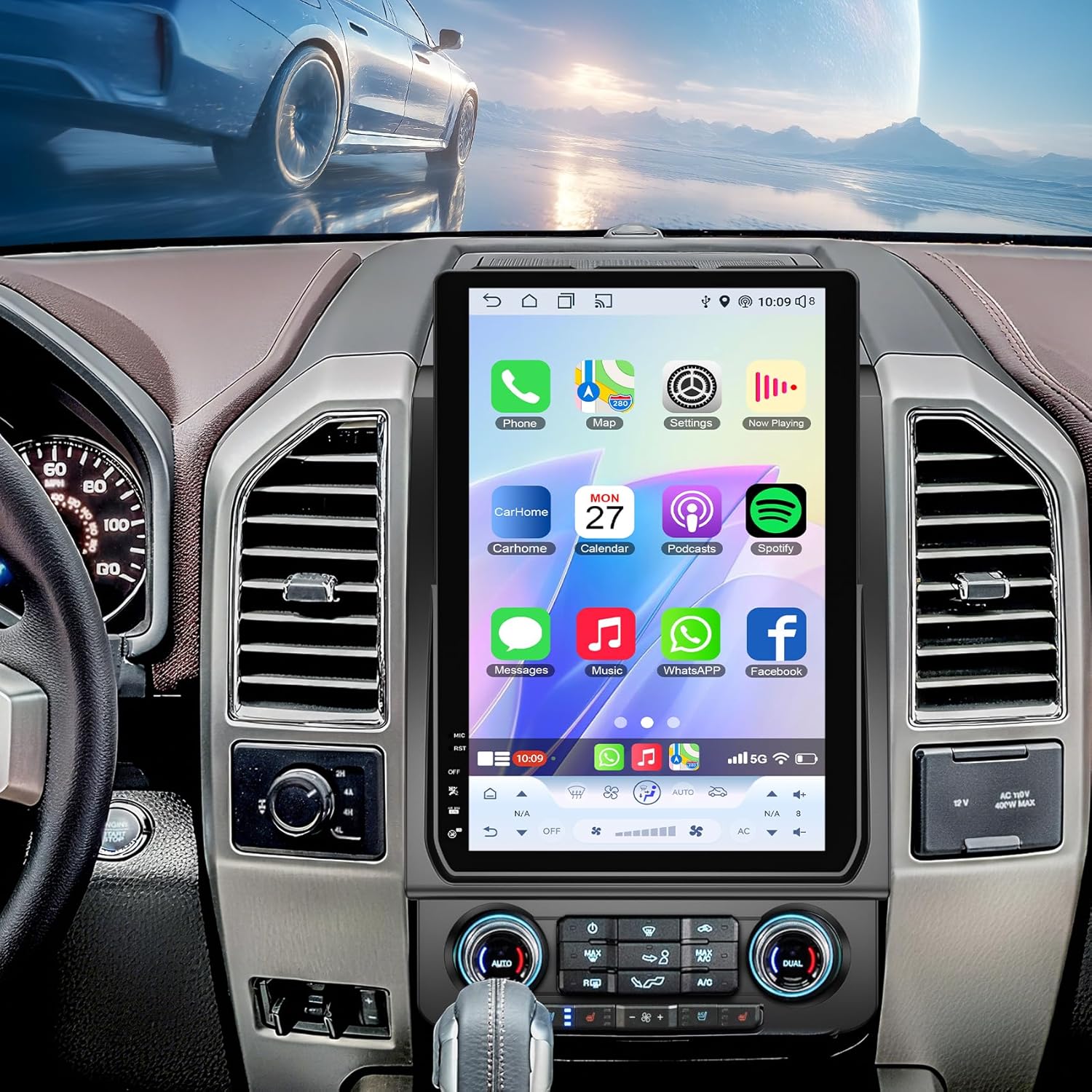 8-core Qualcomm 8+128 Car Radio for Ford F150 2015 2016 2017 2018 2019 2020 Android 13, 14.5 Inch IPS Touch Screen Car Stereo with Wireless Carplay/Android Auto,GPS, WiFi, Bluetooth, FM, DVR