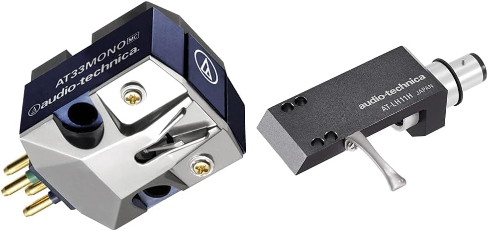 Audio-Technica AT33MONO Mono Turntable Cartridge and AT-LH11H 11g Aluminum Headshell Bundle