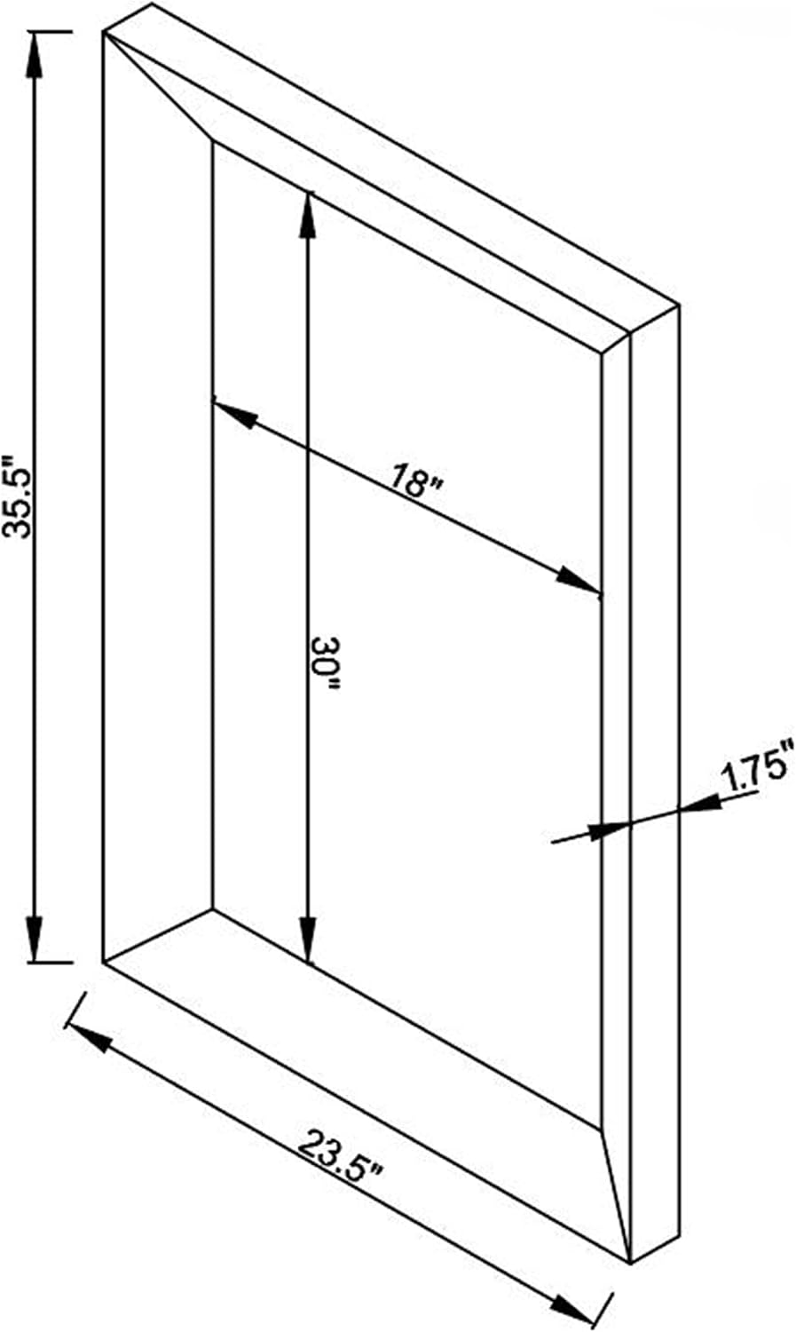 Coaster Home Furnishings - Pinciotti - Wood - 36 x 24 Inch Beveled Frame Rectangular Wall Mirror with Opened Corner Frame and Four D-Ring Hangers - Entryway, Bedroom - Silver - 901783