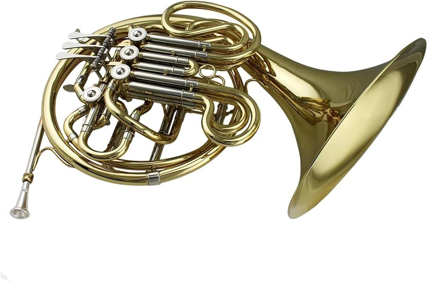 Professional Gold Lacquer 4 Key Double French Horn