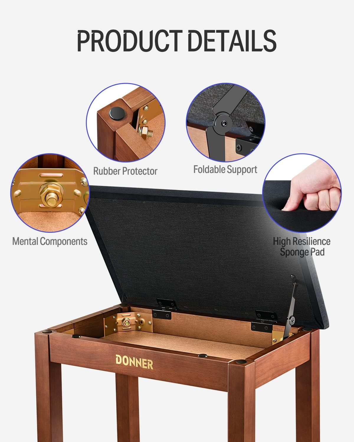 Donner DDP-50 Weighted Digital Piano+Donner Piano Bench with Storage