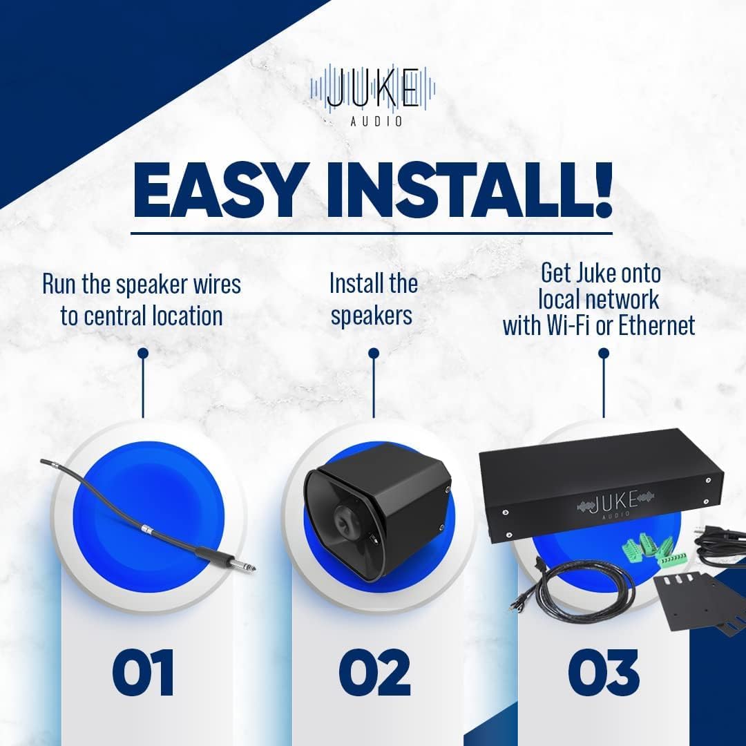 JUKE AUDIO | 6 Zone Amplifier with 12 Ceiling Speakers | Multi-Room Audio Package