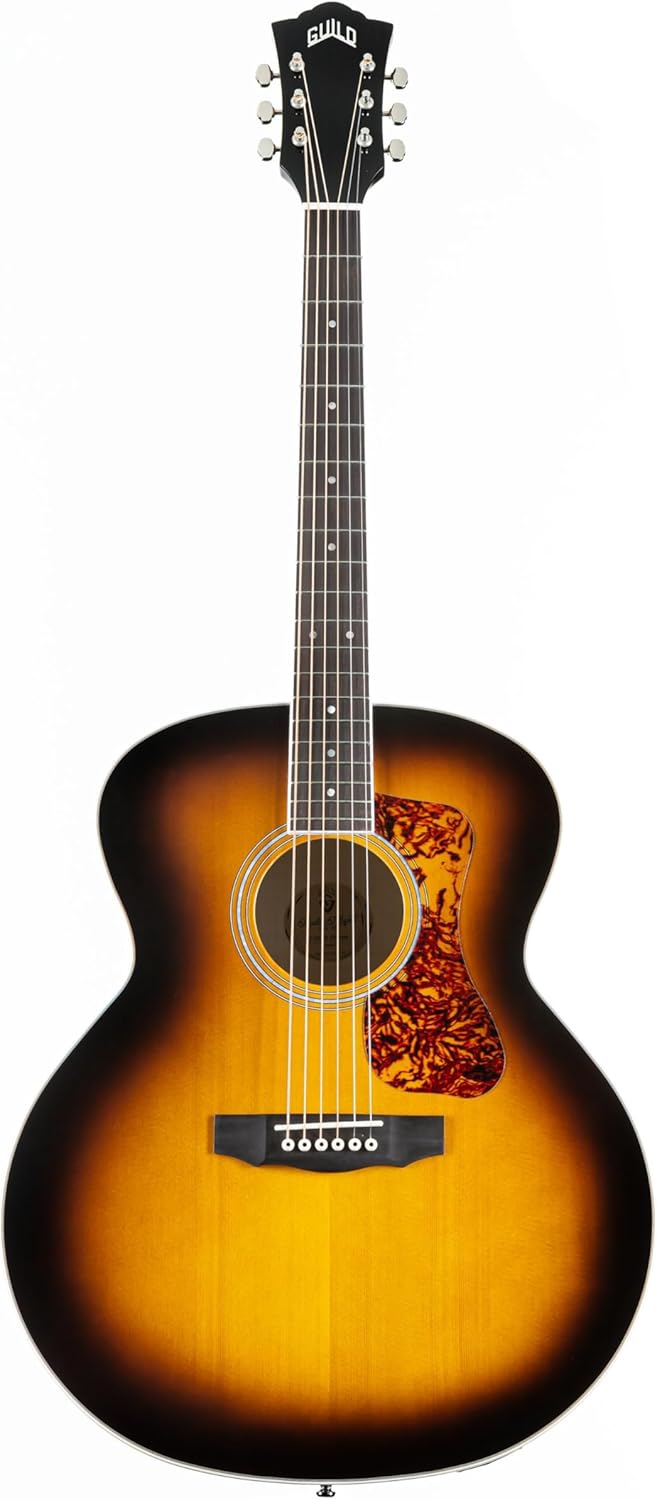 Guild Guitars F-250E Deluxe Maple ATB Acoustic Guitars, Antique Burst Jumbo Archback Deluxe Solid Top, Westerly Collection