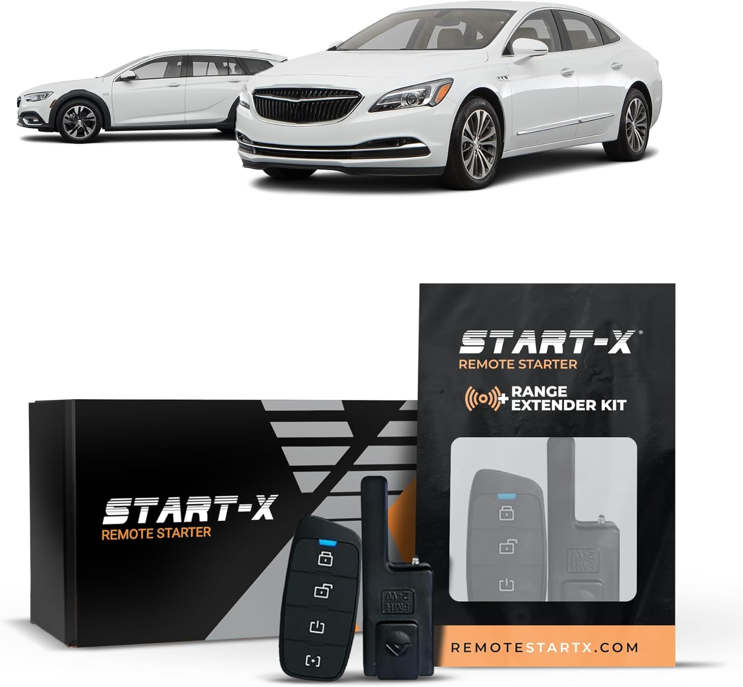 Start-X Remote Starter Kit + 3000ft 2 Way Range Extender for Buick Lacrosse (2010, 2011, 2012, 2013, 2014, 2015, 2016, 2017, 2018, 2019) & Regal (2011-2020) Vehicles with Push-to-Start Ignition