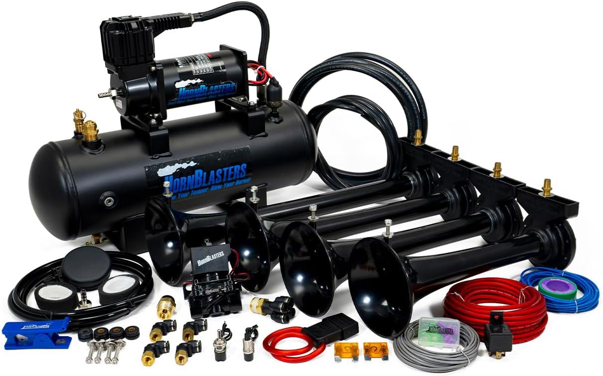 Hornblasters Conductor's Special 228H 2 Gallon 150 PSI All-In-One Train Horn Kit - USA Made Horns - 4 Trumpets - 147.7 Actual dB, Weather-Resistant, for Cars, Trucks, and SUVs
