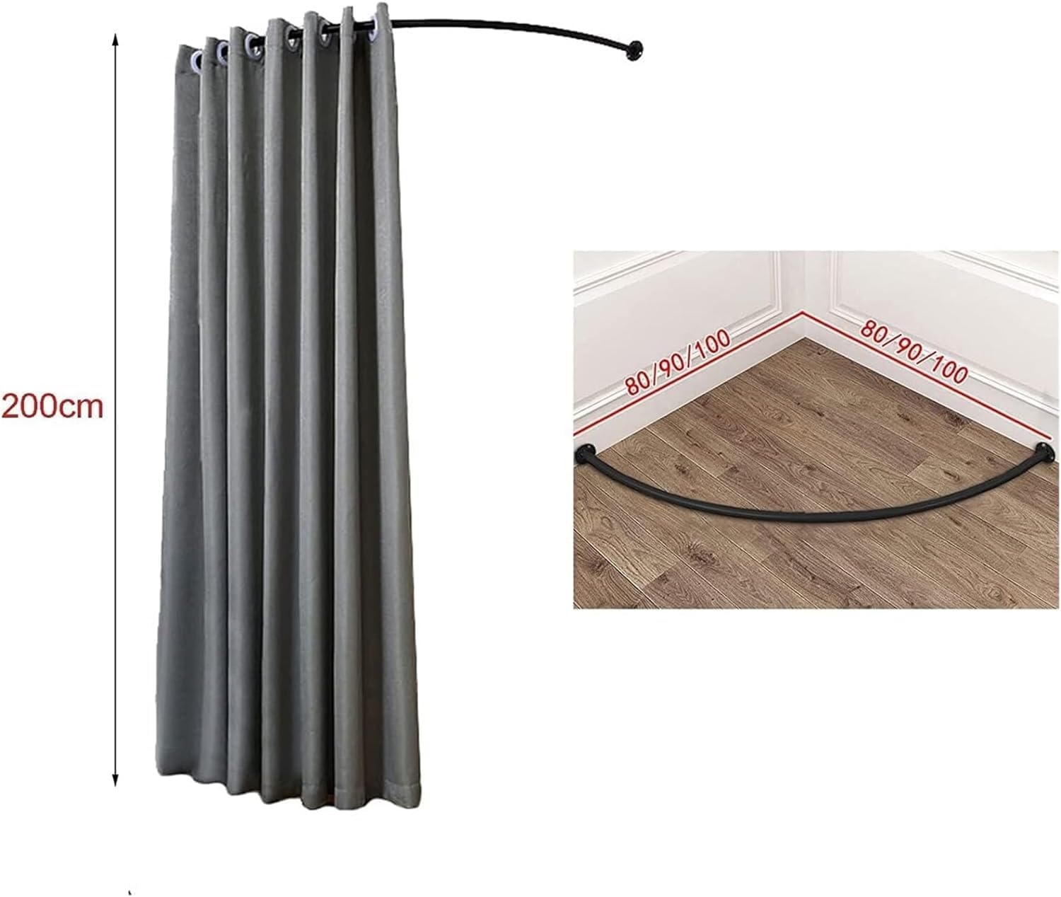 Portable Fitting Room Corner Wall Mount Fitting Room with Curtain Changing Room Temporary Dressing Room Detachable