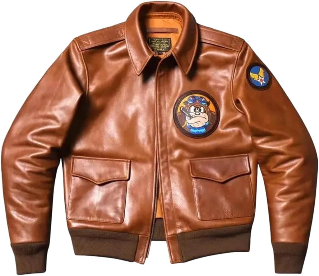 Men Oil Wax Cowhide Genuine Leather Jacket Brown Bomber Rider Motorcycle Real Leather Coats