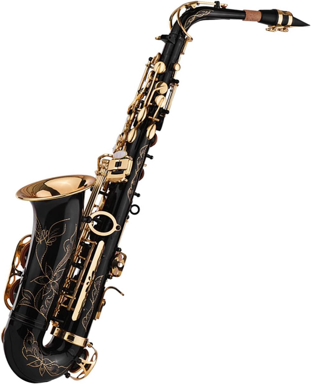 Eb Alto Saxophone Sax Brass Lacquered Gold 82Z Key Type Woodwind Instrument with Padded Carry Case Gloves Cleaning Cloth Brush Sax Straps Reeds