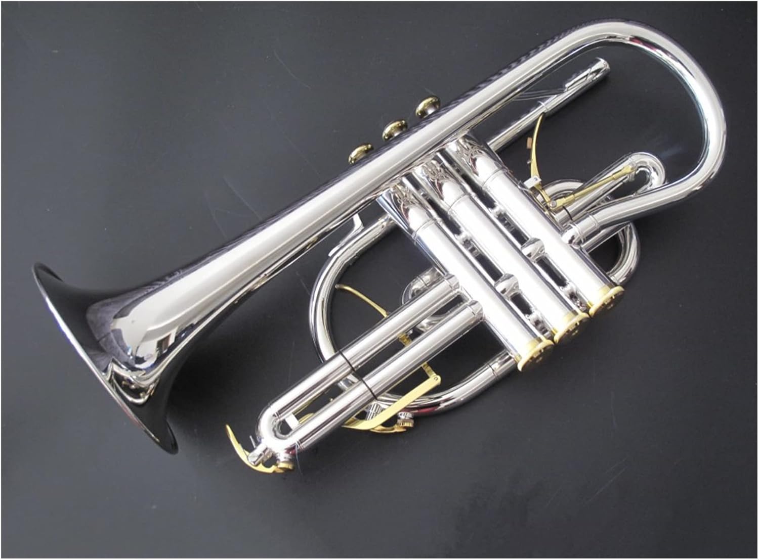 FLFL Student Trumpet Professional Silver and Gold Plated Cornet Horn B- Flat Double Triggers Trumpet with Case
