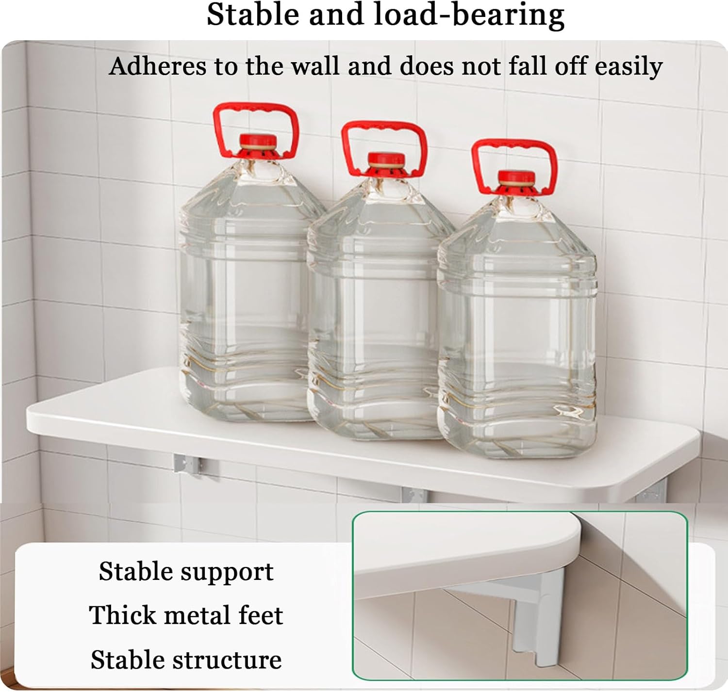 Wall Mounted Folding Desk Collapsible Floating Work Table for Kitchen Sewing Station Laundry Room Handicraft Production Space-Saving Design White (90x20cm)