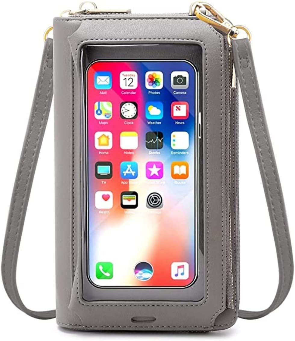 RFID Blocking Touch Screen Phone Bag Genuine Leather Small Crossbody Shoulder Handbag Wristlet Gift Box Gifts for Woman