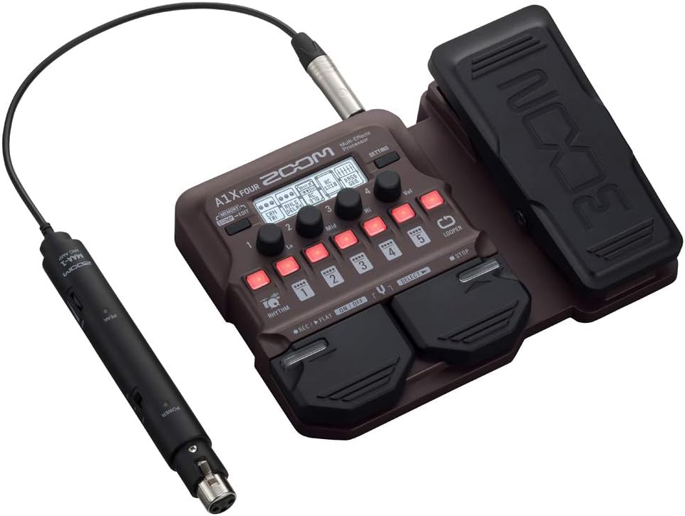 Zoom A1 FOUR Acoustic Instrument Multi-Effects Processor Pedal, Acoustic Modeling, Looper, Rhythm Section, For Guitar, Saxophone, Trumpet, Violin, Harmonica, and Upright Bass