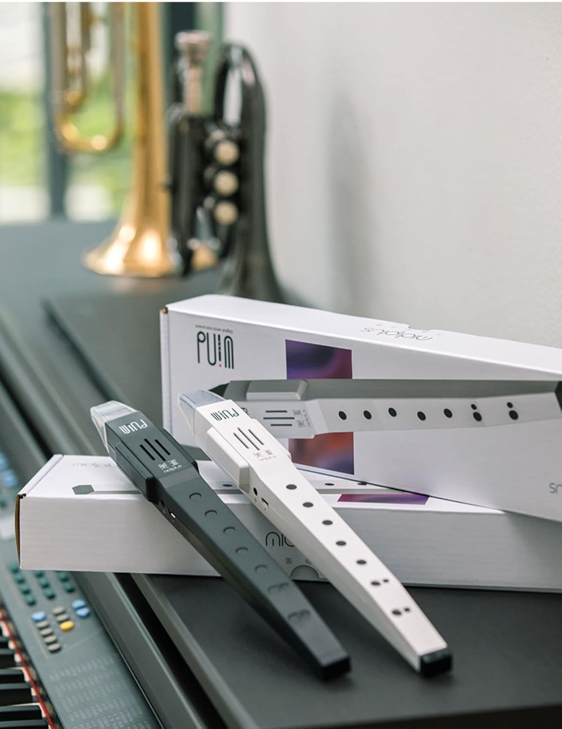 Mini Digital Wind Instrument Electronic Wind instrument with Built-in Battery Charging Mode for Imitation of various musical instrument sounds (White)