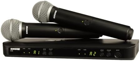 Shure BLX288/PG58 Wireless Microphone System - 14-Hour Battery Life, 300 ft Range, UHF | Includes (2) PG58 Handheld Vocal Mics, Dual Channel Receiver | J11 Band (BLX288/PG58-J11)