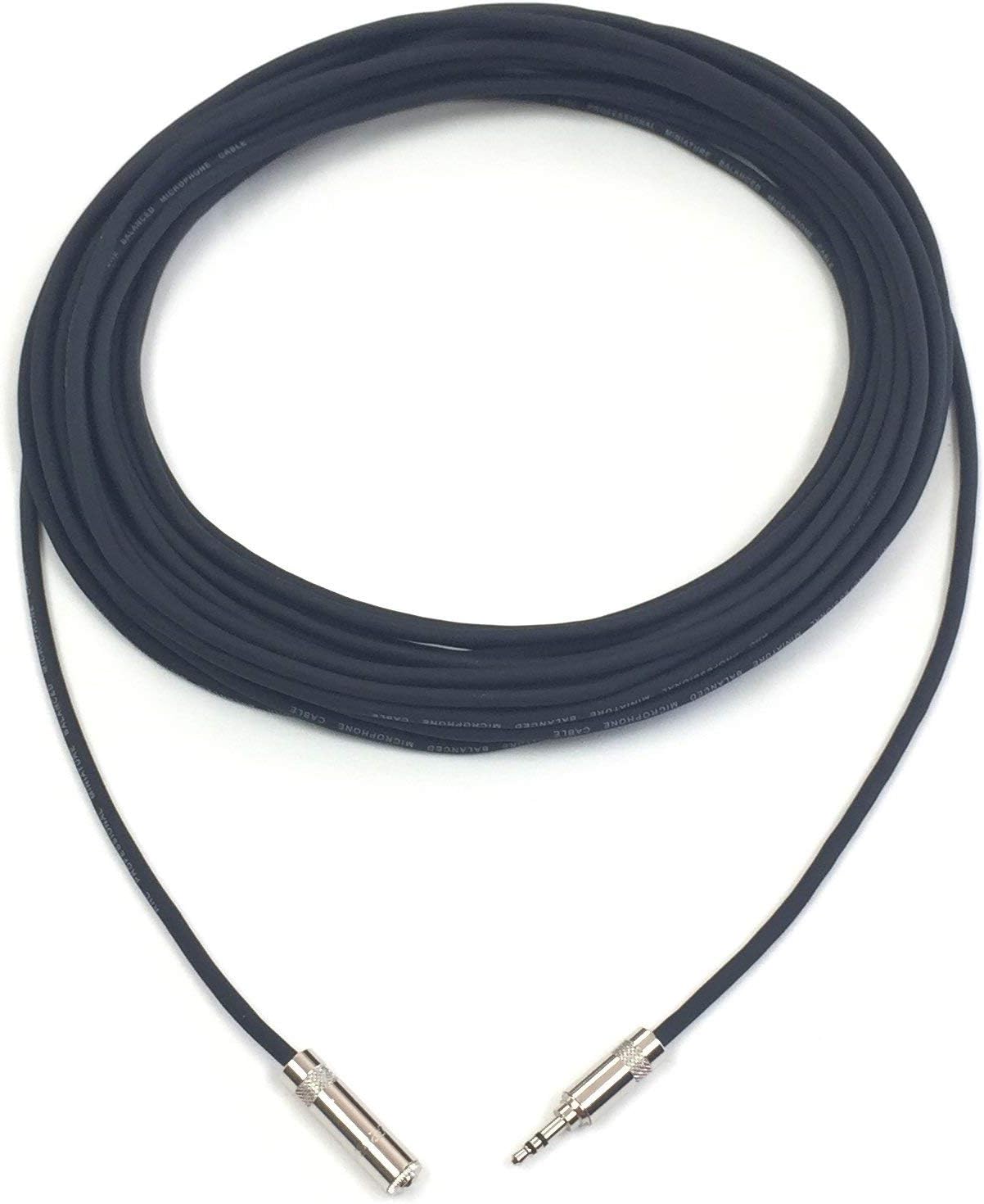 100 Foot Pro Audio 1/8 inch (3.5mm) Male REAN NYS231L TRS to 1/8 inch (3.5mm) Female REAN NYS240 TRS Balanced Extension Cable by Custom Cable Connection
