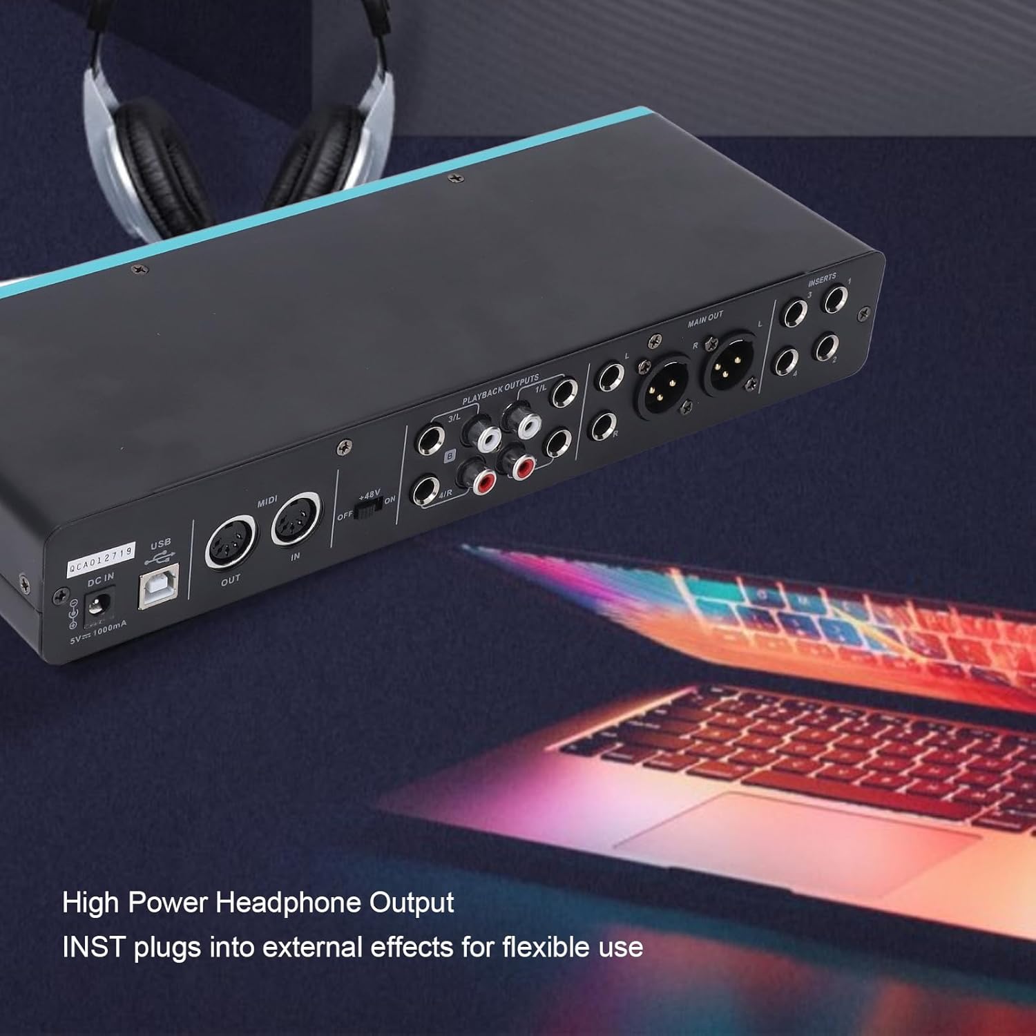 4 in 4 Out External Sound Card Professional Music Computer Recording Sound Interface High Fidelity for Musicians and Podcasters