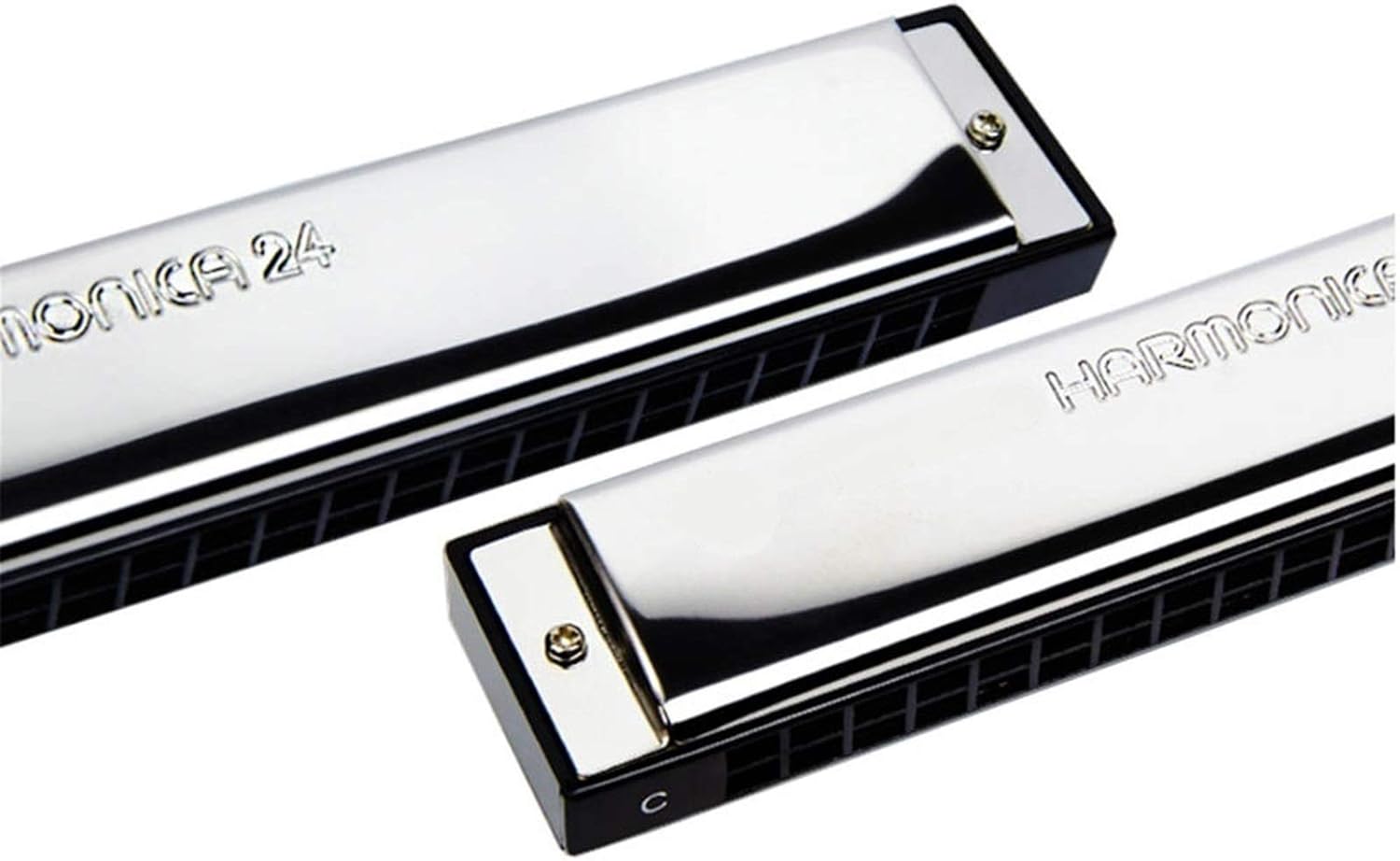 Harmonica Tremolo Harmonica 24 Hole 48 Tone Blues Harp Mouth Organ Key of C ABS Resin Brass Reed Musical Instruments (Color : Key A)