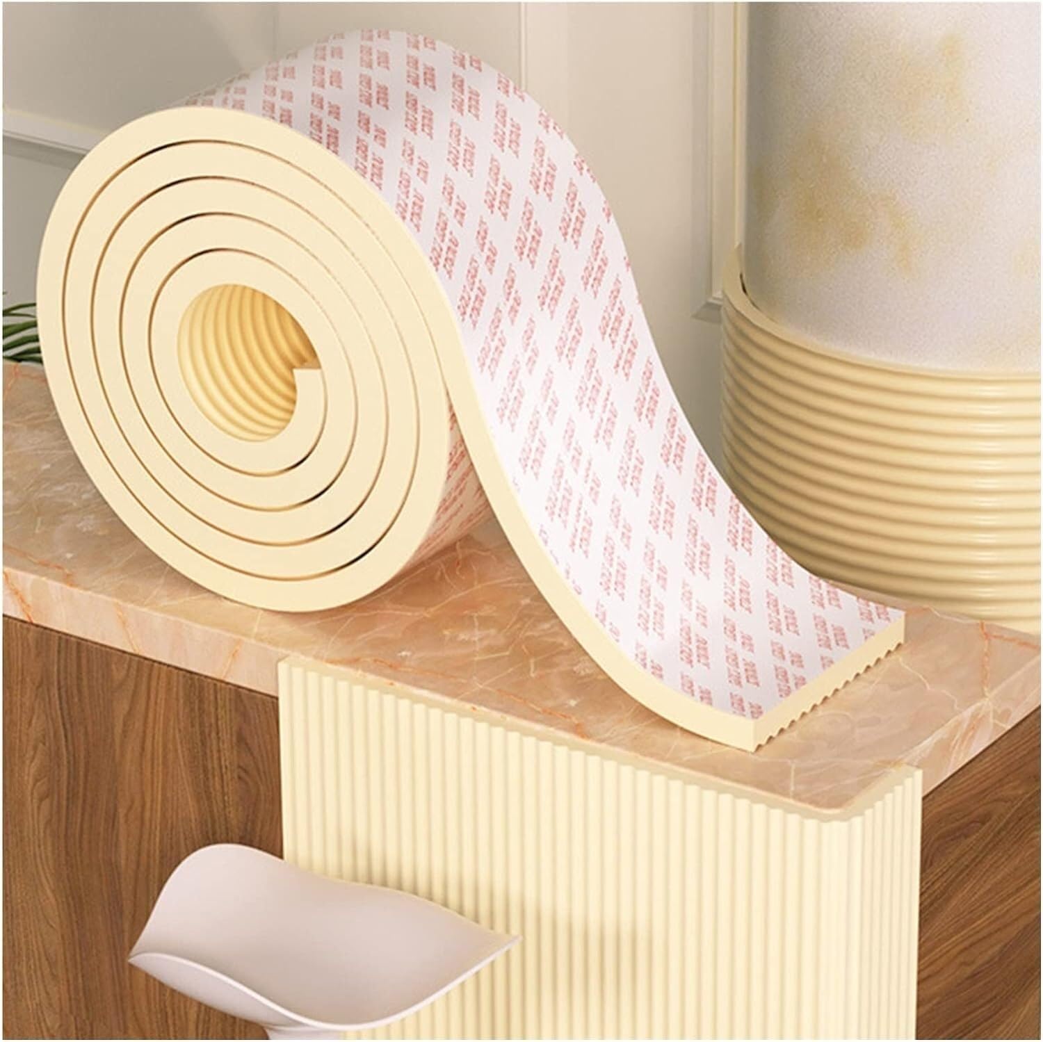 TIST Car Park Corner Protectors, Sponge Edge Warehouse Corner Protectors, Furniture Windowsill Bumper Corner Protectors(Beige,2m-6pcs)