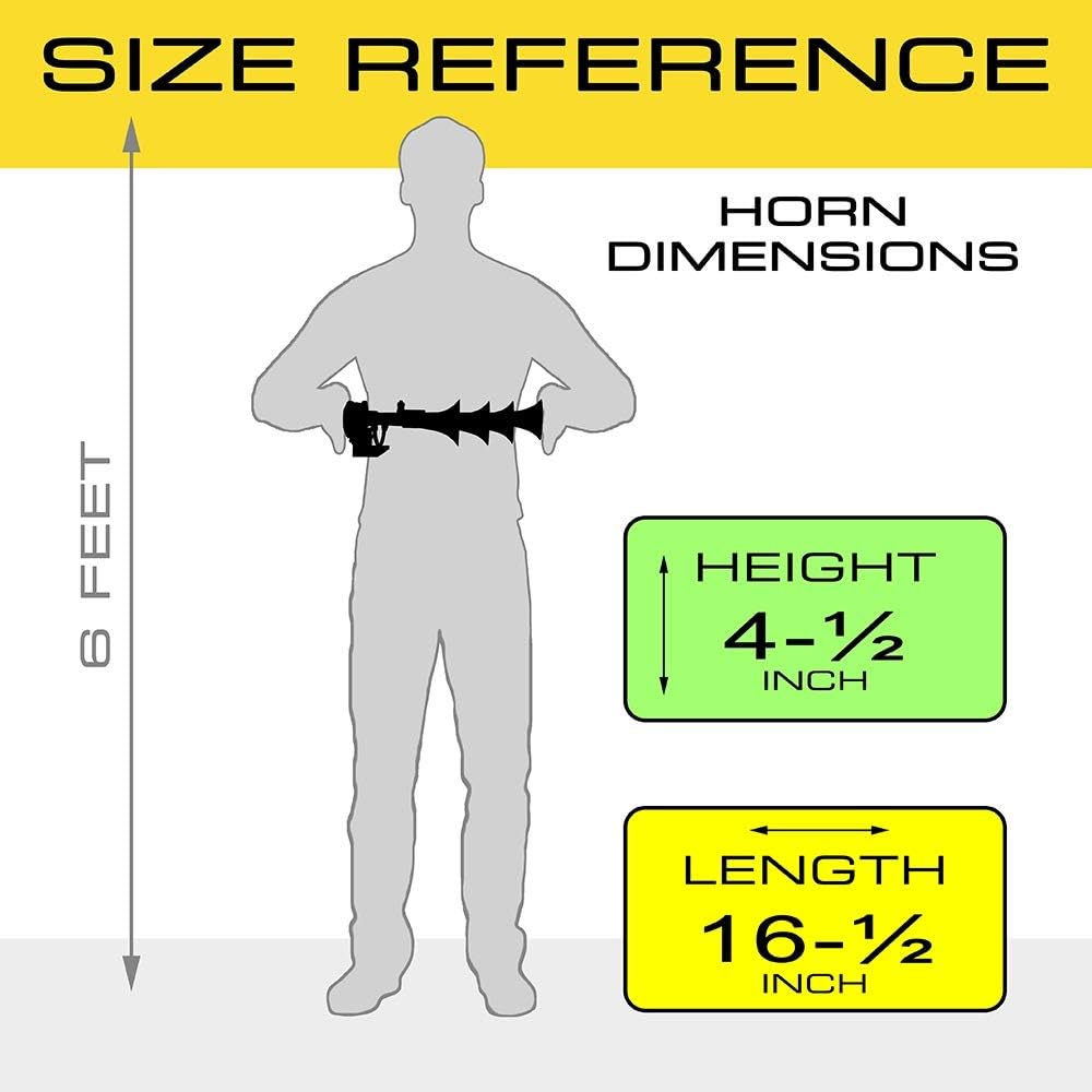 Vixen Horns Train Horn for Truck/Car. 4 Air Horn Black Trumpets (XLong). Super Loud dB. Fits 12v Vehicles like Semi/Pickup/Jeep/RV/SUV VXH4124XLB