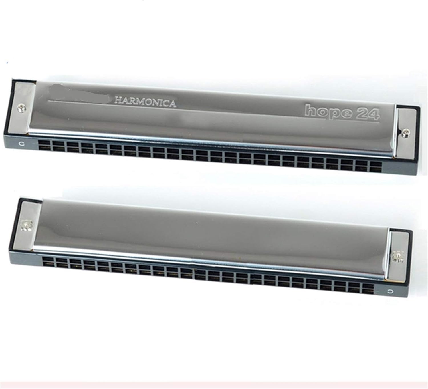 Harmonica Harmonica 24 Holes Brass Reeds Blues Harp Mouth Organ Key C ABS Comb Wood Musical Instruments Silver 6624 (Color : Key EB)