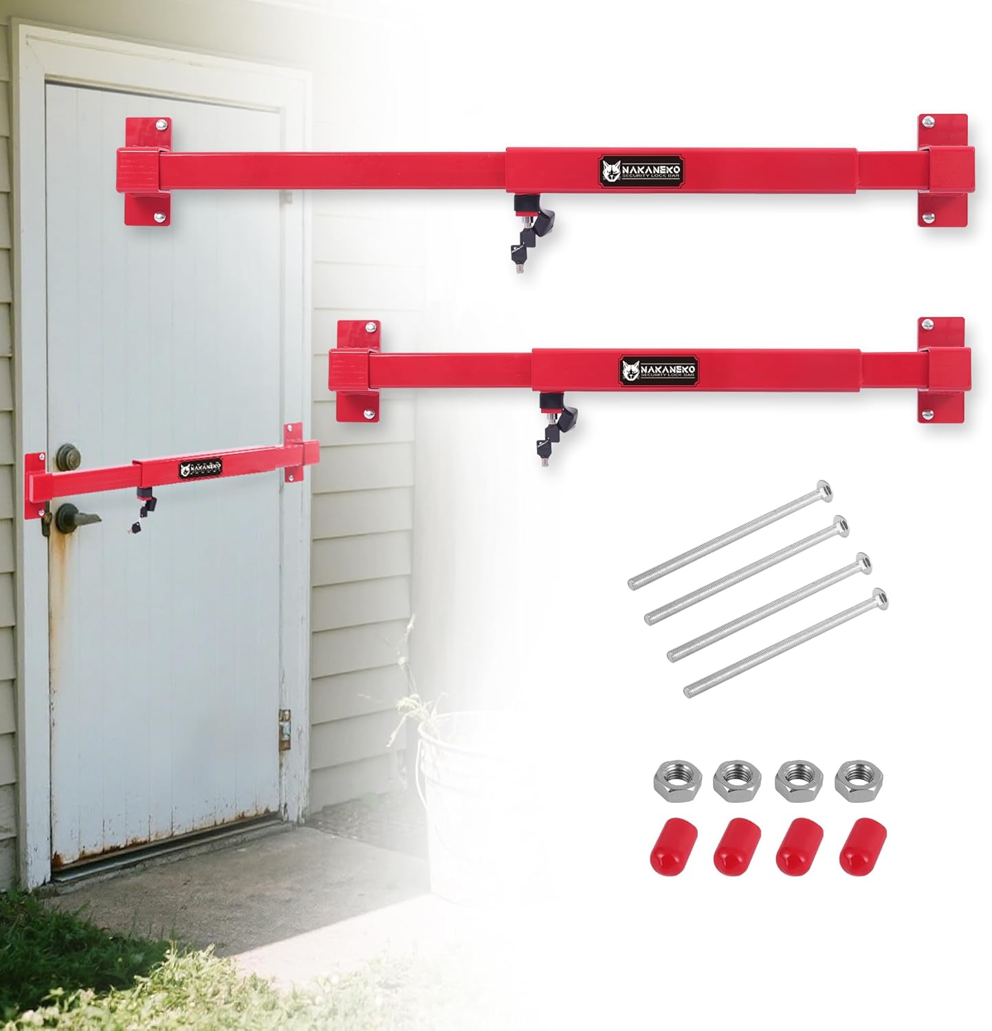 Door Security Bar-by NAKANEKO The Entire Width of Your Outward Opening Front Door-Safe Jobsite Office bar. 2500 pounds of Resistance Fits Doors 33