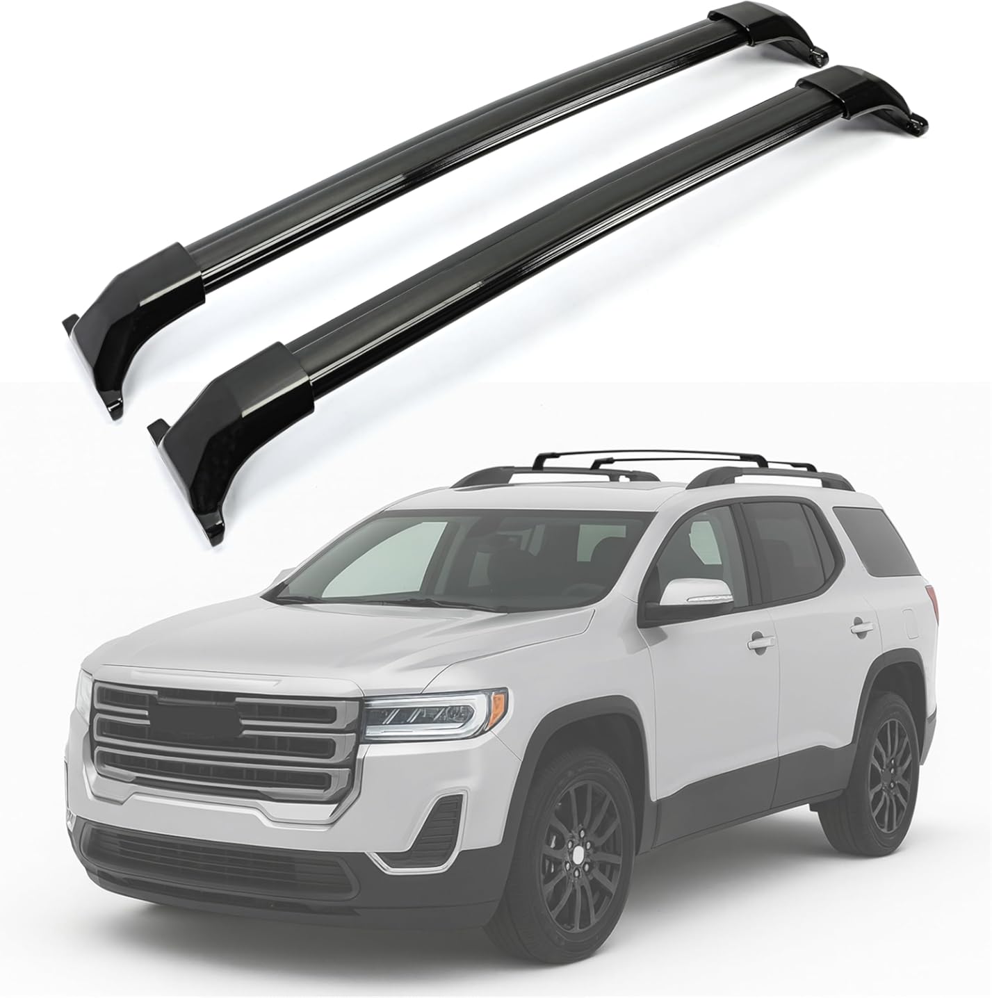220lbs Cross Bars Roof Racks Compatible with GMC Acadia 2017 2018 2019 2020 2021 2022 2023 Replacement for 84223336 Roof Rails Crossbars Luggage Cargo Carrier Aluminum Powder Coated