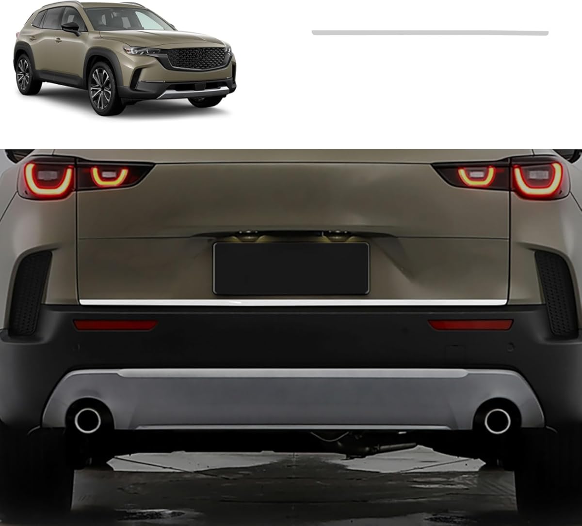 Tailgates Trim Compatible with Mazda CX50 CX-50 2023 2024 2025 2026 Rear Tail gate Door Trunk Lid Molding Cover Trim Exterior Car Accessories Stainless Steel 1PCS(Silver)