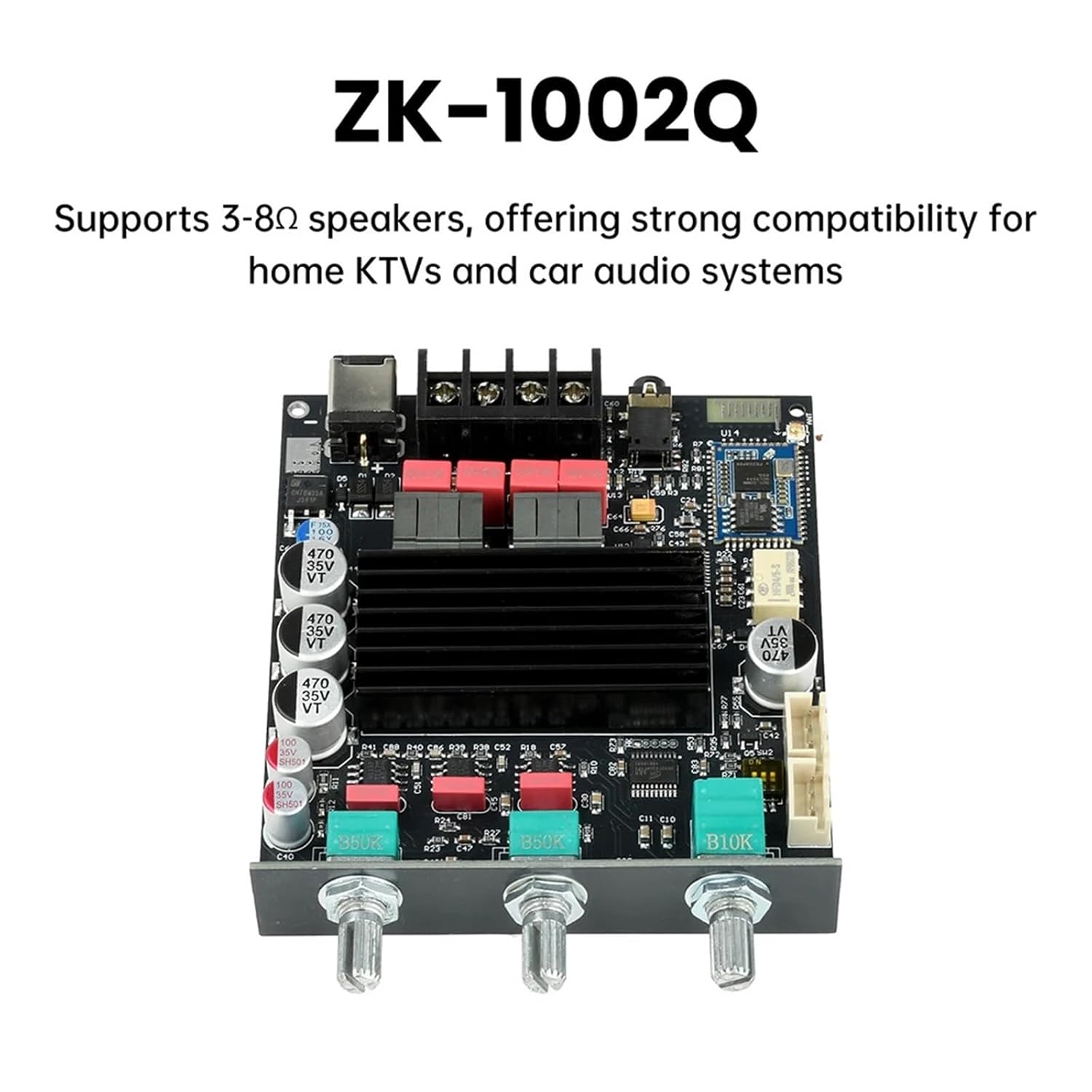 ZK-1002Q Digital Sound Amplifier Board Qualcomm QCC3034+TPA3116 2.0 Channel 100W+100W APTX Lossless Audio Amp Module(Type B)