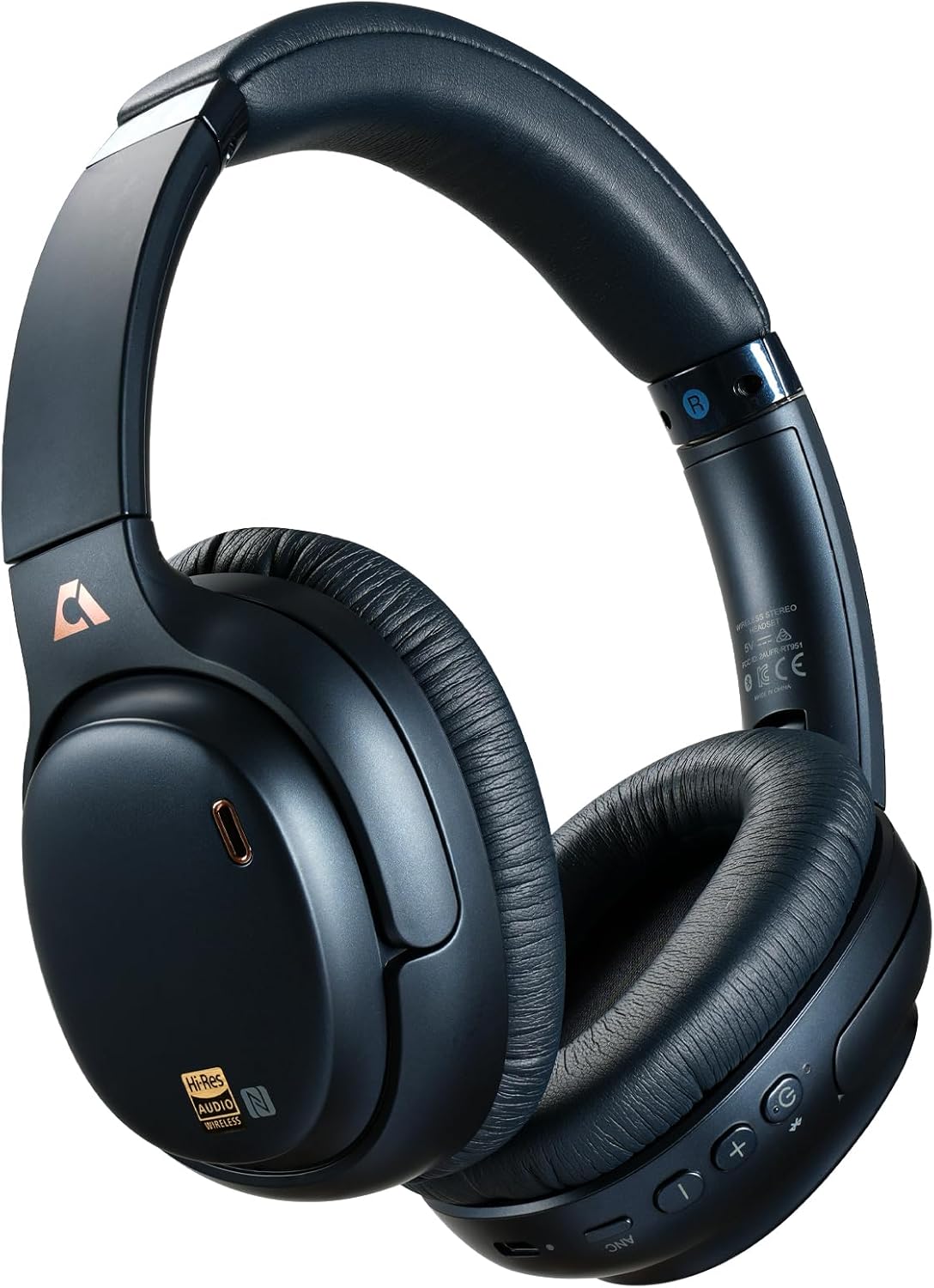 1Mii E700 Wireless Bluetooth Over Ear Headphones with Active Noise Cancelling, Hi-Res Audio LDAC/aptX Low Latency for Airplane Travel Overhead Comfort, 54H Playtime, Custom EQ via App - Blue