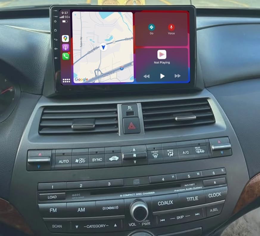 2+64G 10In Car Stereo for Honda Accord 2008-2013 w/GPS Navigation with Carplay w/Android Auto Double Din Touchscreen Car Radio Receiver Backup Camera