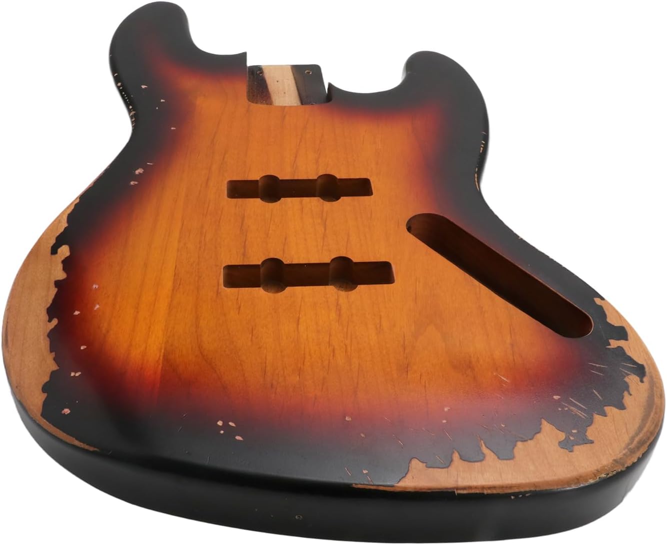 Sunsmile Relic Bass Guitar Body Nitro Top Alder Wood JB Style DIY Guitar Body JB-JB Route Relic 3 Tone Sunburst.
